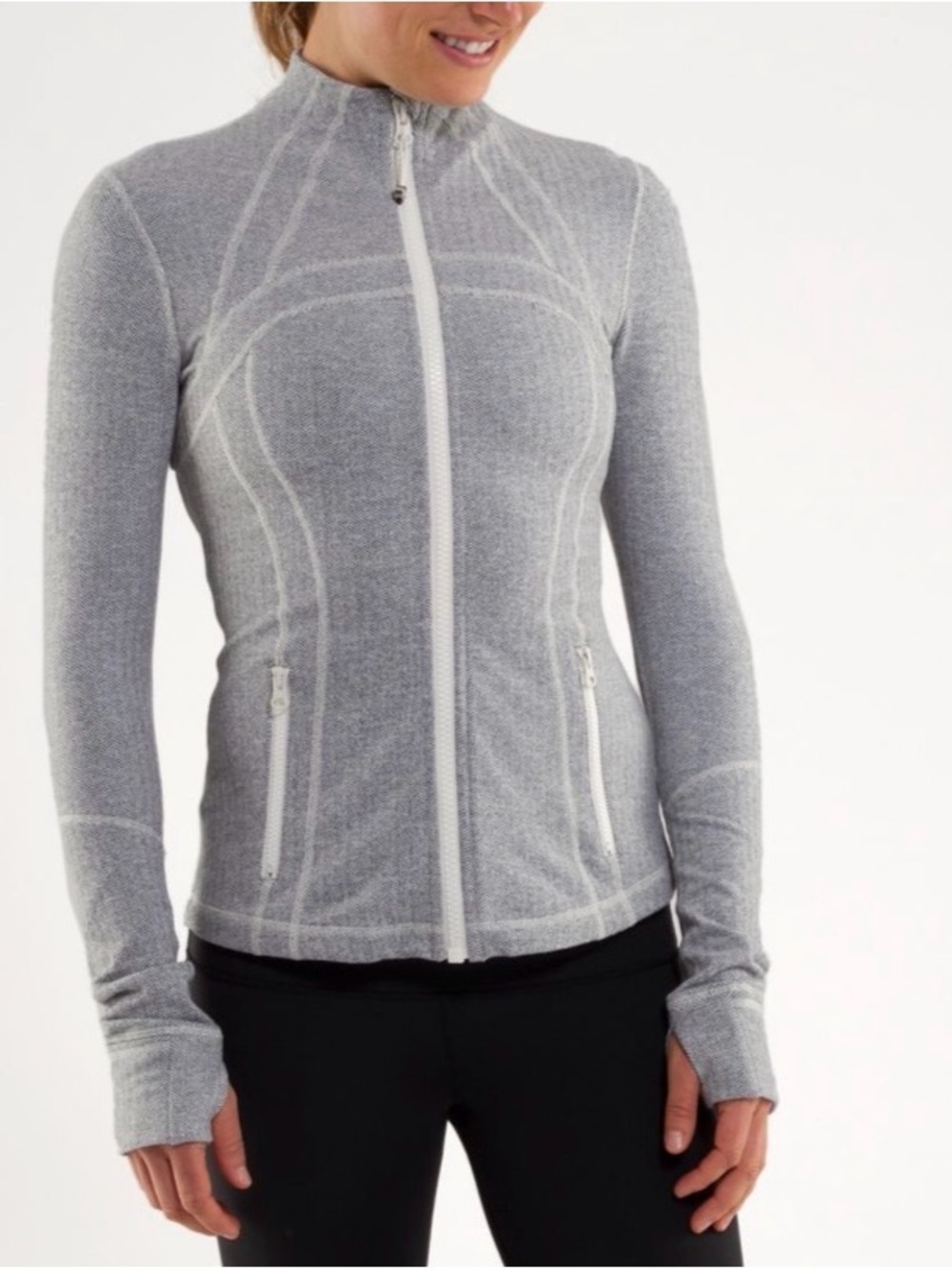Lululemon Define Jacket Thick Lined Womens 8 NWOT Ghost Herringbone Gray